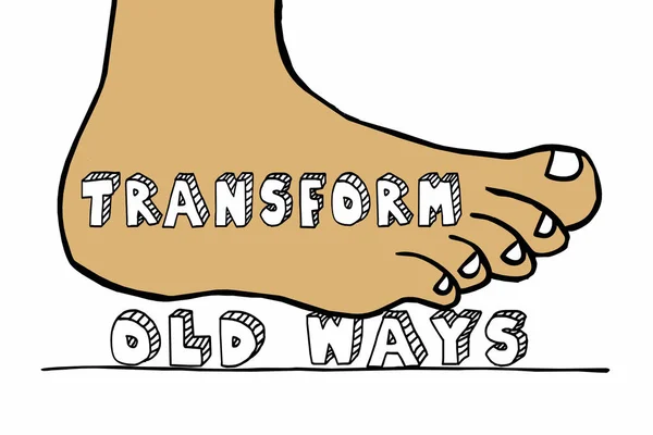 Transform Old Ways Foot Stomping Words Change Illustration — Stock Photo, Image
