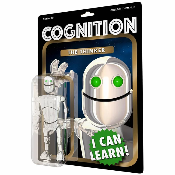 Poznávání Myšlení Učení Robot Umělou Inteligenci Ilustrace — Stock fotografie