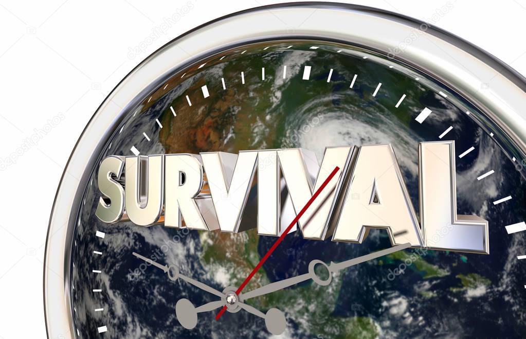 Survival Countdown Planet Earth World Clock 3d Illustration - Elements of this image furnished by NASA
