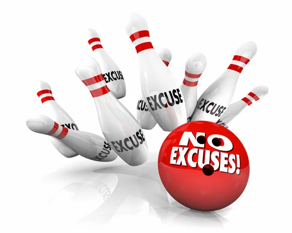 Excuses Bowling Ball Pins Take Responsibility Illustration — Stock Photo, Image