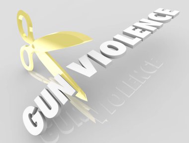 Gun Violence Scissors Cutting Words Reduce Killings 3d Illustration clipart