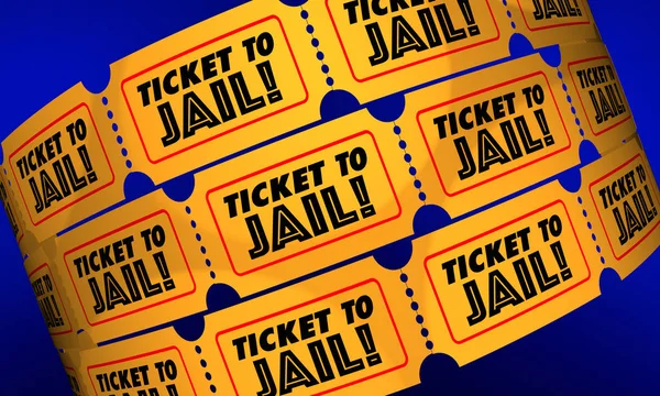 Ticket Jail Crime Activité Criminelle Suspect Attrapé Illustration — Photo