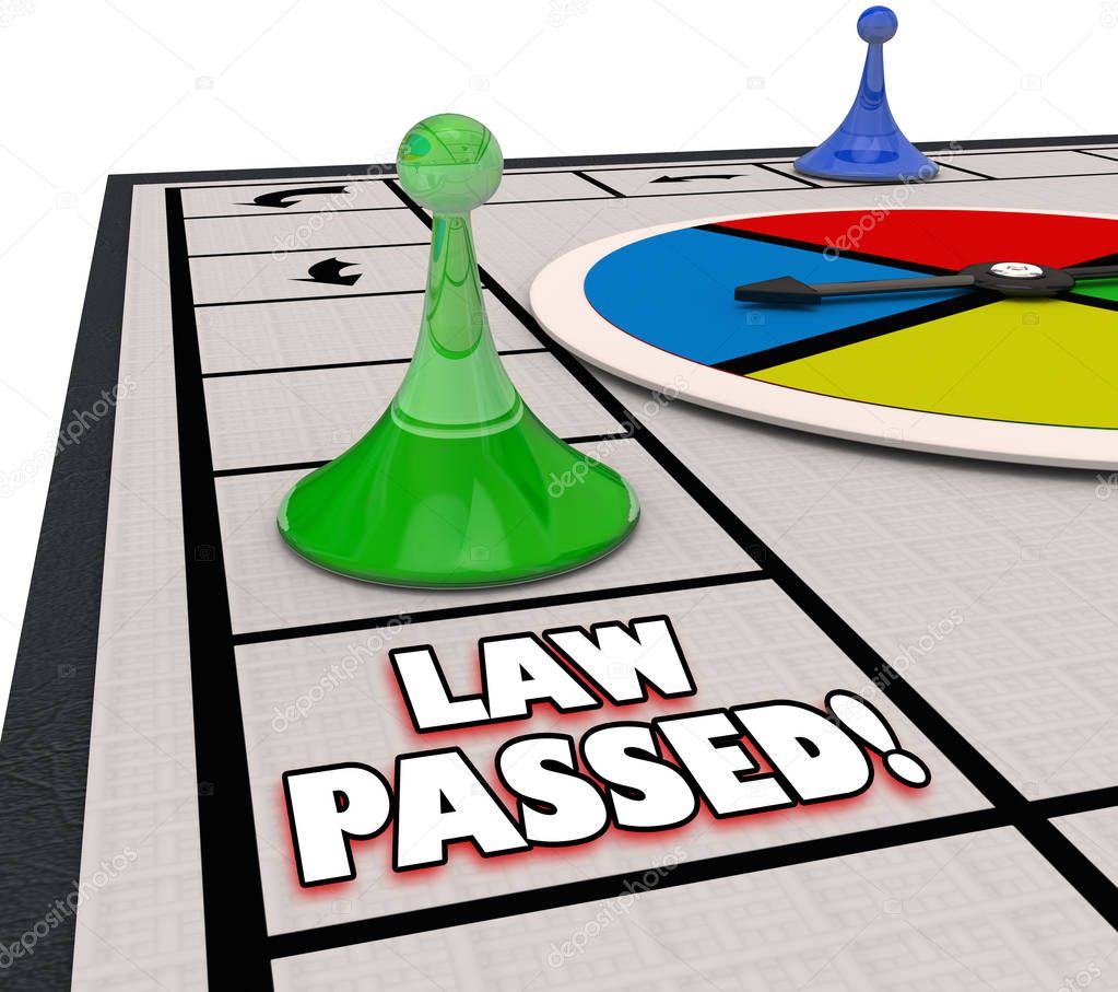 Law Passed Board Game Passing Legislation Process 3d Illustration