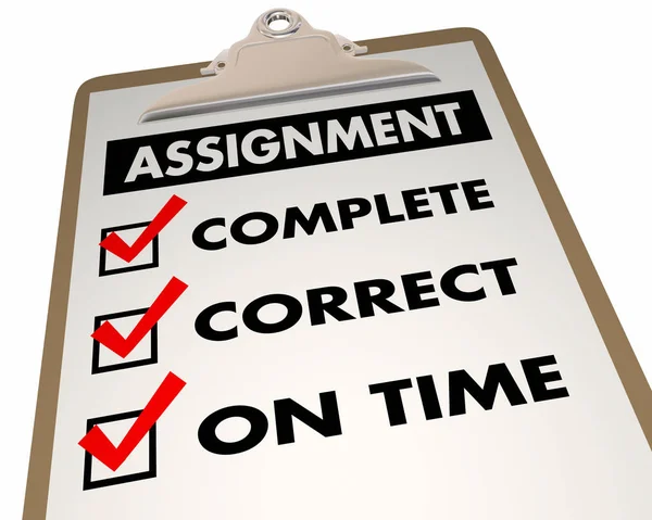 Assignment Checklist Complete Correct Time Illustration — Stock Photo, Image