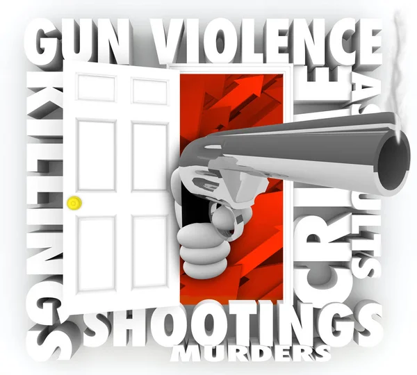 Массовые Стрельбы Дверь Применением Оружия Снижают Уровень Контроля Иллюстрации — стоковое фото