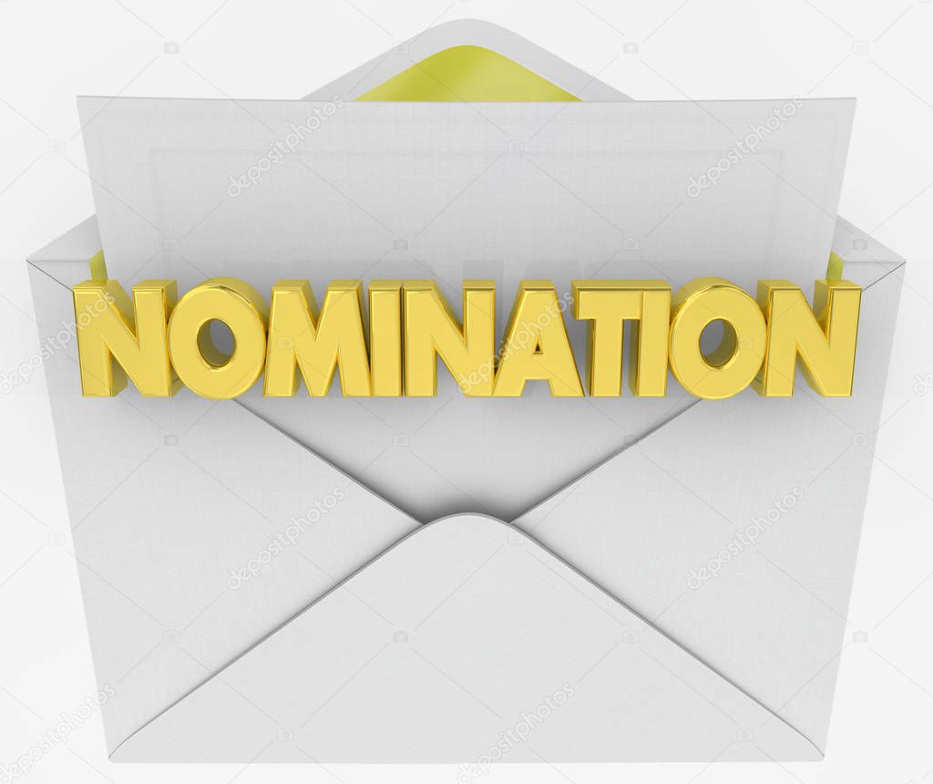 Nomination Envelope Award Finalist Announcement 3d Illustration
