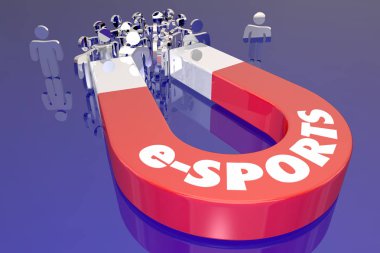 e-Sports Attract Audience Magnet People 3d Illustration clipart