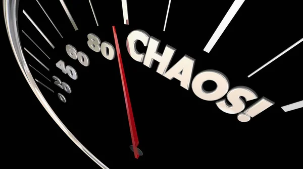 Chaos Niveau Snelheidsmeter Crisis Rotzooi Wanorde Illustratie — Stockfoto