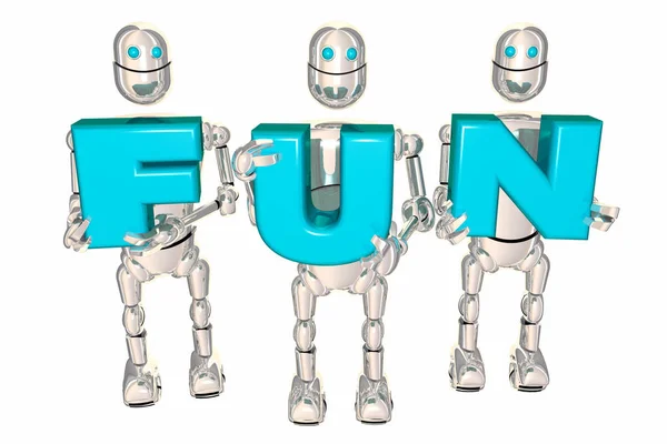 Fun Robots Holding Letters Recreation Entertainment Illustration — Stock Photo, Image