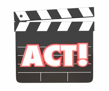 Hareket sahne performansı yönetmenlik Film Film Clapper kurulu 3d çizim