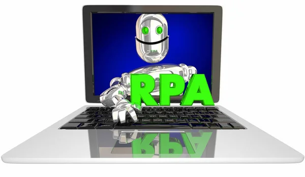 Rpa Robot Folyamat Automatizálás Laptop Számítógép Illusztráció — Stock Fotó