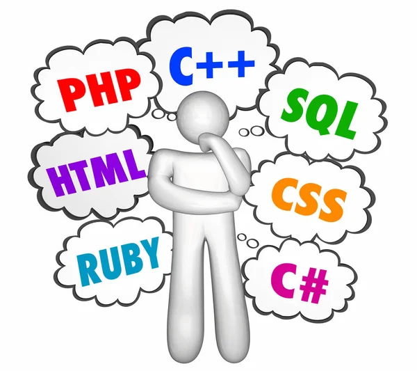 Programming Languages Thought Clouds PHP HTML CSS C 3d Illustration