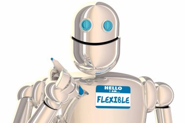 Esnek Robot, adı etiketi Merhaba, 3d çizim
