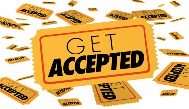 Get Accepted Tickets, 3d Illustration clipart