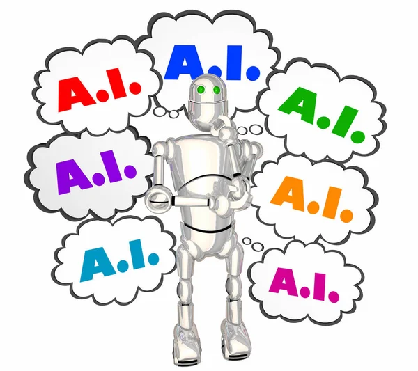 Inteligência Artificial Robot Pensamento Nuvens Ilustração — Fotografia de Stock