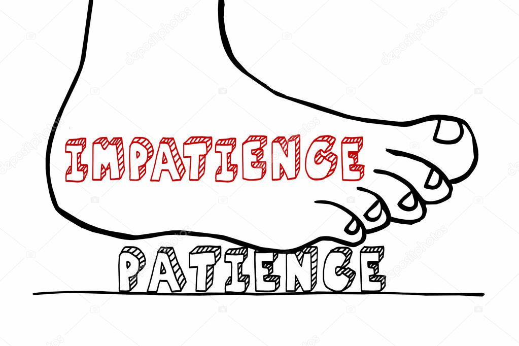 Impatience Vs Patient , Waiting Foot, 3d Illustration