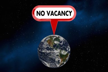 Hayır Vacancy, toprak gezegen kalabalık nüfus işareti 3d çizim, Nasa tarafından döşenmiş bu görüntü unsurları