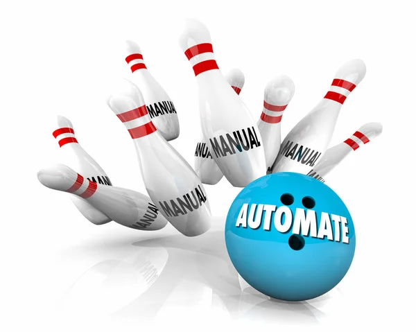 Automate Manual Tasks Bowing Ball Strike Illustration — стоковое фото