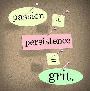 Passion Plus Persistence Equals Grit, 3d Illustration clipart