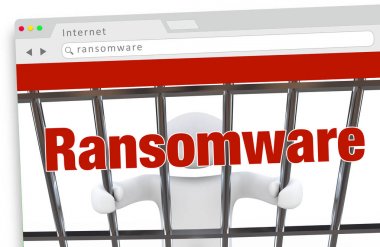 Ransomware bilgisayar virüsü, 3d çizim