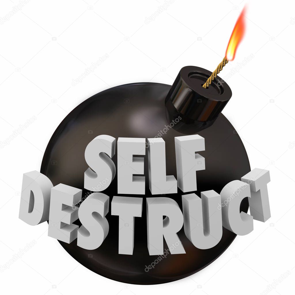 Self-Destruct Bomb, Suicidal Behavior concept, 3d Illustration