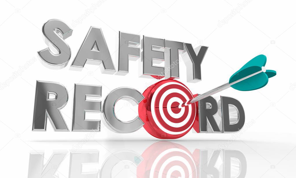 Safety Record lettering with Arrow and Target, 3d Illustration