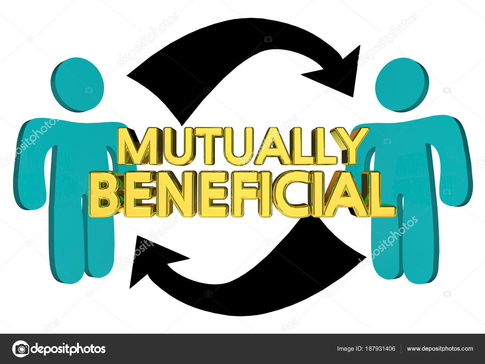 Mutually Beneficial Arrows Human Silhouettes Isolated White Background 
