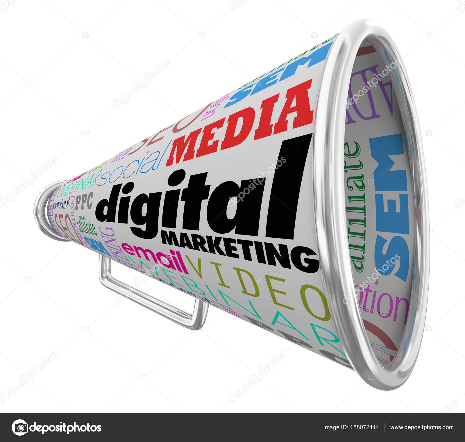 Megaphone Words Digital Marketing White Background Stock Photo by