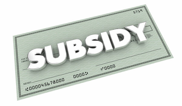 Subsidy check handout  isolated on white background