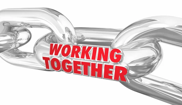 Words Working Together Chain White Background — Stock Photo, Image