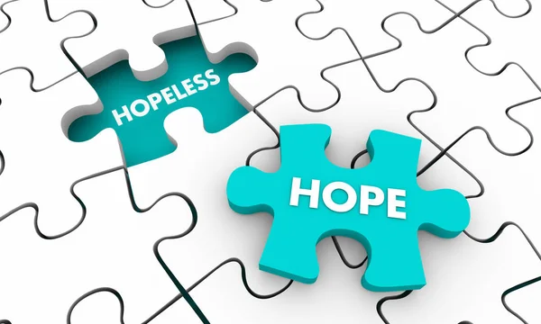 Hopeless Hope Puzzle Pieces White Background — Stock Photo, Image
