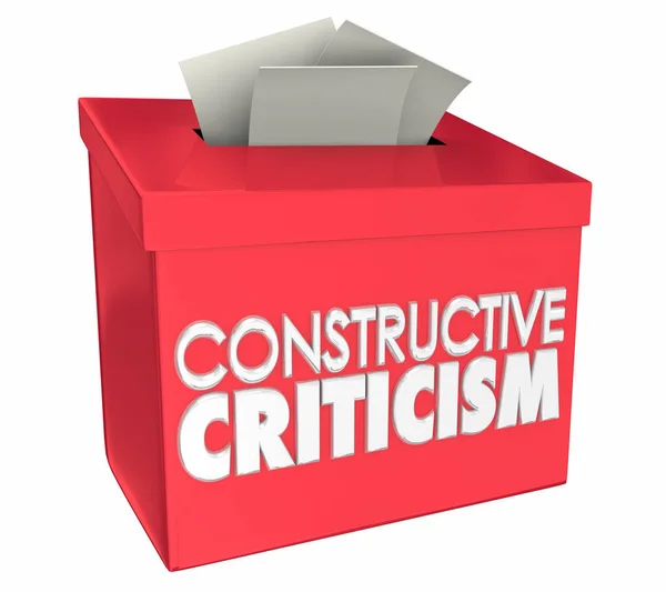 Konstruktivní Kritiku Zpětné Vazby Improvement Myšlenky Box Obrázek — Stock fotografie