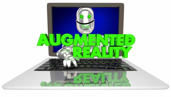 Augmented Reality Virtuella Assistenten Dator Laptop Illustration — Stockfoto