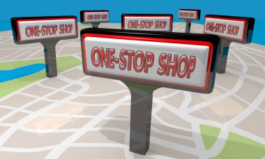 One-Stop Shop Mağaza harita 3d çizim alışveriş uygun işaretler