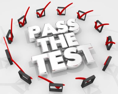 Pass the Test Check Boxes Marks Exam Quiz 3d Illustration clipart