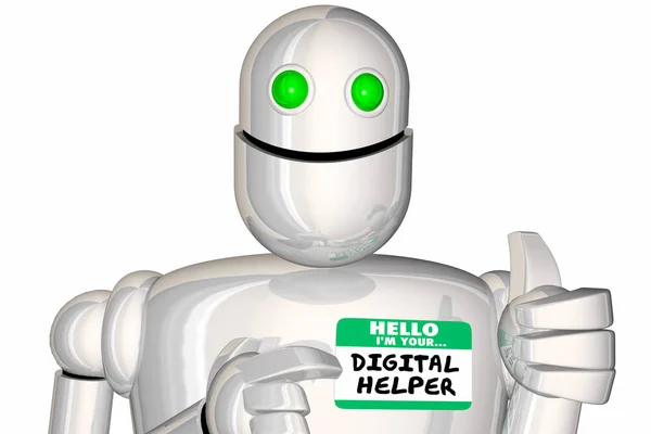 Tuo Assistente Digitale Helper Robot Nome Tag Hello Illustrazione — Foto Stock