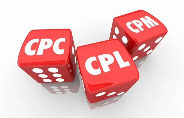 Cpc Cpl Cpm Web Reklam Kostnad Klick Leda Tusen Dice — Stockfoto