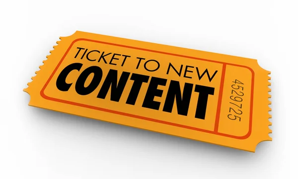 Ticket New Updated Content Information Resources Palavras Ilustração — Fotografia de Stock