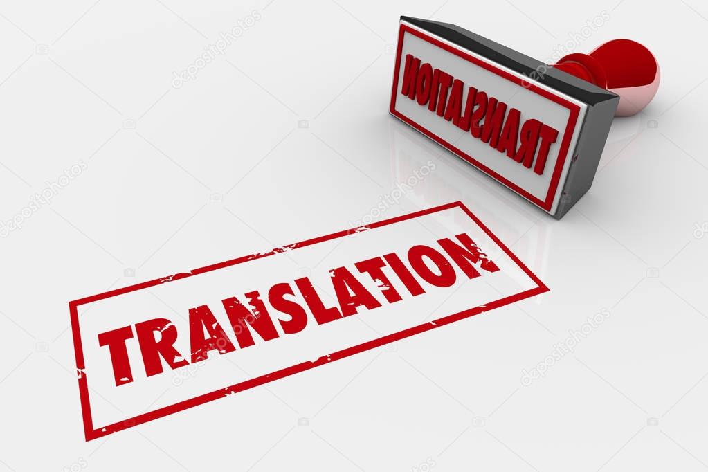 Translation Stamp Word Translated 3d Illustration