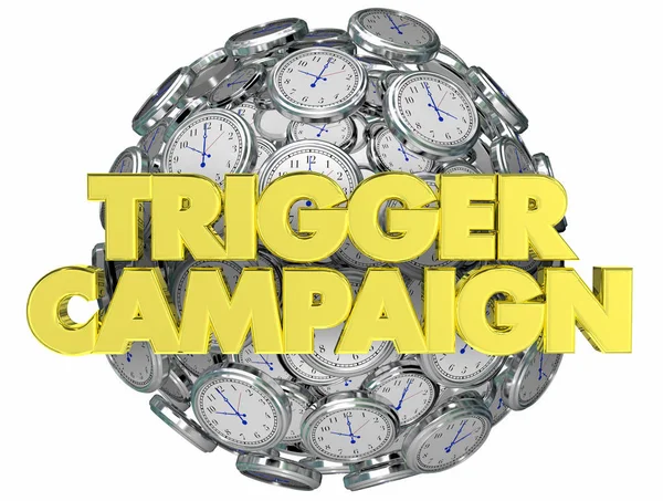 Маркетинговые Часы Trigger Campaign Customer Response Illustration — стоковое фото