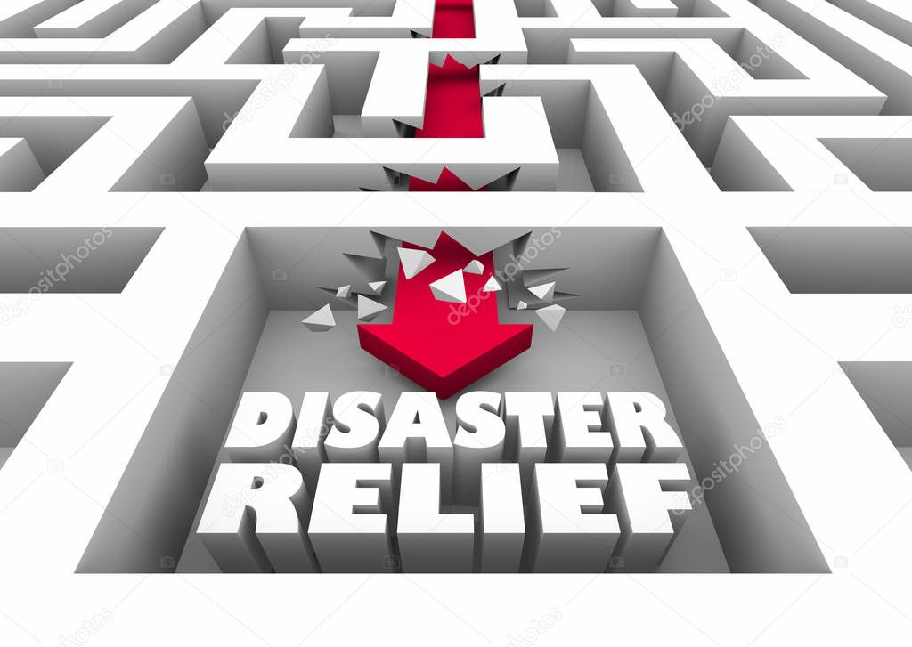 Disaster Relief Maze Arrow Recovery Help Assistance 3d Illustration