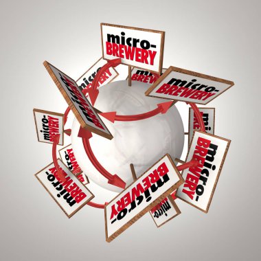 Mikro Brewery bağımsız alkol bira Bar 3d çizim