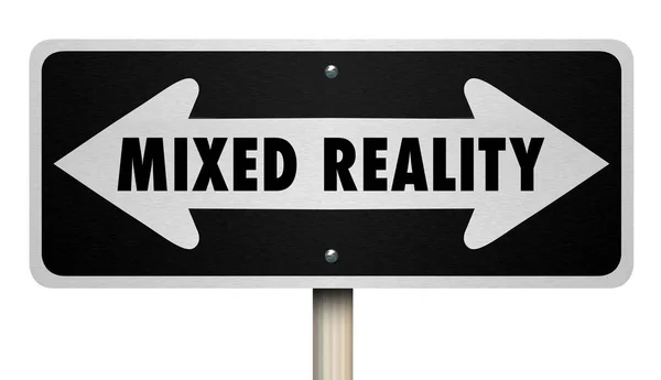 Mixed Reality Virtual Real World Two Way Sign Illustration — Stock Photo, Image