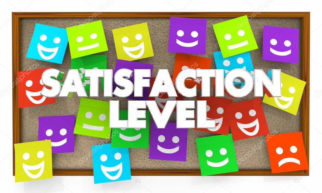Satisfaction Level Happy Sad Faces Sticky Notes 3d Illustration