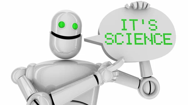 Robot Tenendo Bolla Discorso Con Frase Sua Scienza — Foto Stock