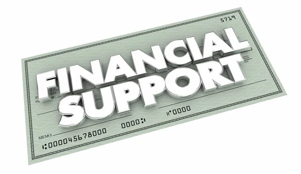 Apoio Financeiro Rotulação Sobre Cheque Fundo Branco — Fotografia de Stock