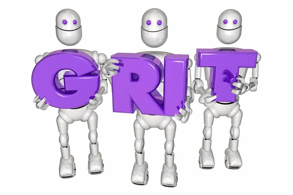 Grit Determination Persistence Robots Holding Letters Illustration — Stock Photo, Image