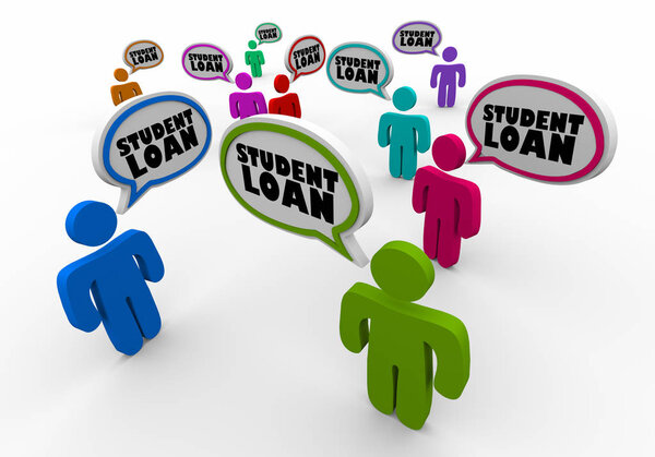 Student Loan People Speech Bubbles Borrowing Money 3d Illustration