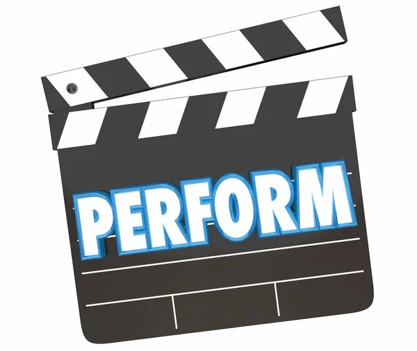 Perform Act Movie Film Clapper Board Word Illustration — Stock Photo, Image