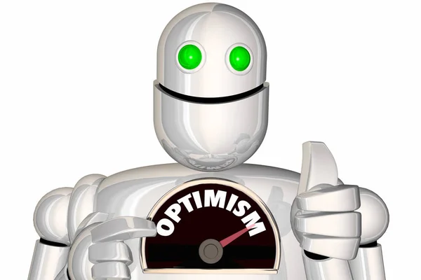 Optymizm Robot Poziomu Prędkościomierz Pozytywne Nastawienie Ilustracja — Zdjęcie stockowe